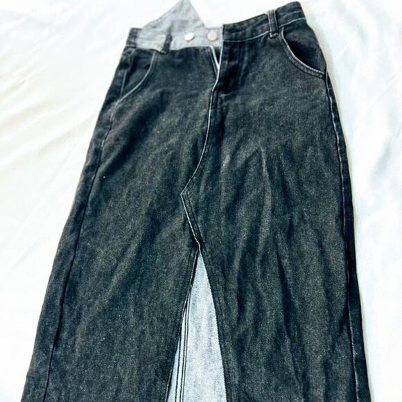 J.ing Black Jean Midi Skirt w/Front Slit Size S/M - Picture 3 of 7